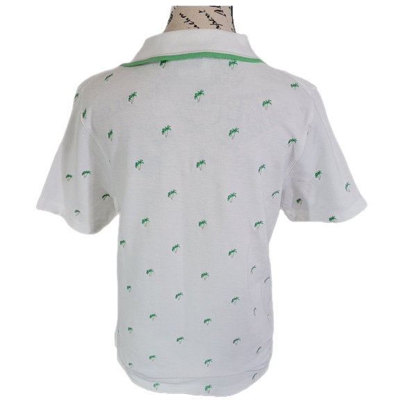 Women's size Medium Pendleton Golf Polo Palm Tree Design White Shirt - Picture 2 of 6